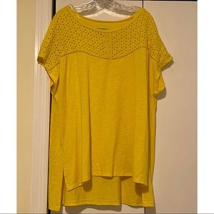 Lane Bryant 18/20 Sunshine Yellow Cap Sleeve High-Low Top